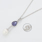 Colar de Liga de Ouro com Cristal Emporia® Roxo e Pérola de Vidro