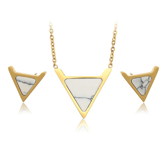 Conjunto de Liga de Ouro com Cristal Emporia® Branco ( Colar+Brincos )