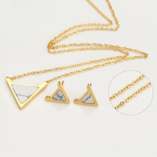 Conjunto de Liga de Ouro com Cristal Emporia® Branco ( Colar+Brincos )