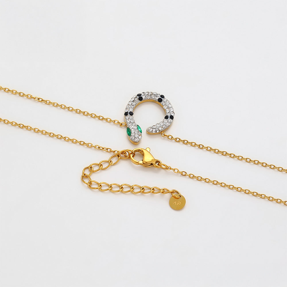 Conjunto de Liga de Ouro com Cristal Emporia® Verde e Cristal Emporia® Branco ( Colar+Brincos )