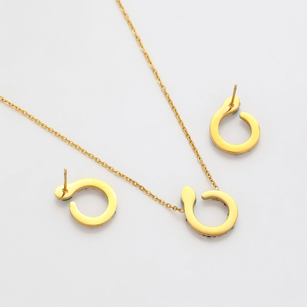 Conjunto de Liga de Ouro com Cristal Emporia® Verde e Cristal Emporia® Branco ( Colar+Brincos ) 11 