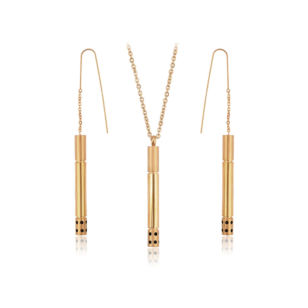 Conjunto de Liga de Ouro com Cristal Emporia® Vermelho ( Colar+Brincos+Pendente ) 1 