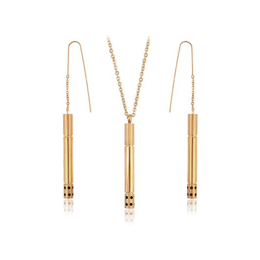 Conjunto de Liga de Ouro com Cristal Emporia® Vermelho ( Colar+Brincos+Pendente )