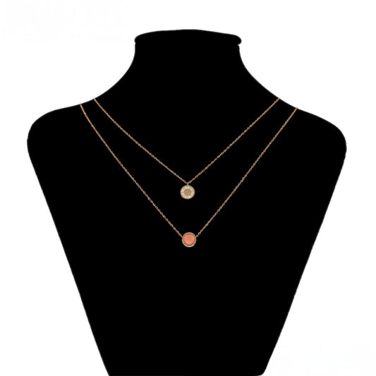 Conjunto de Liga de Ouro com Cristal Emporia® Rosa e Cristal Emporia® Branco ( Colar+Pulseira )