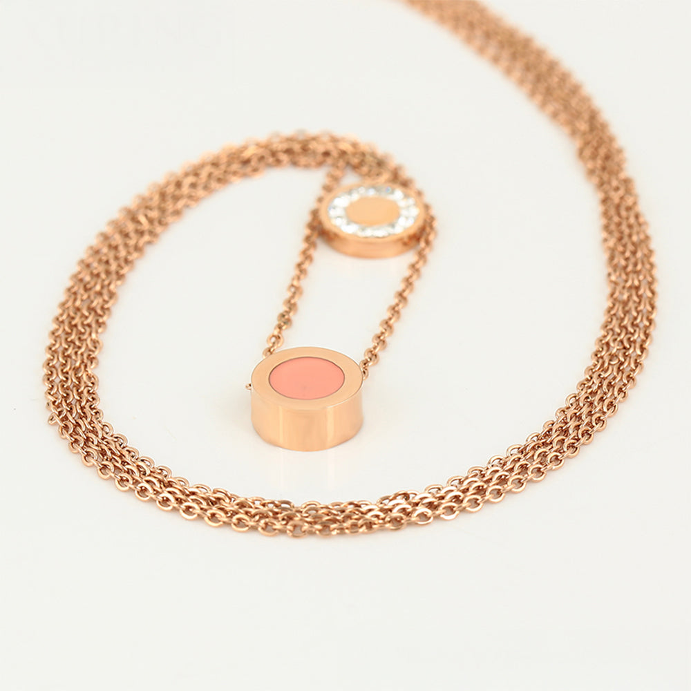Conjunto de Liga de Ouro com Cristal Emporia® Rosa e Cristal Emporia® Branco ( Colar+Pulseira ) 5 