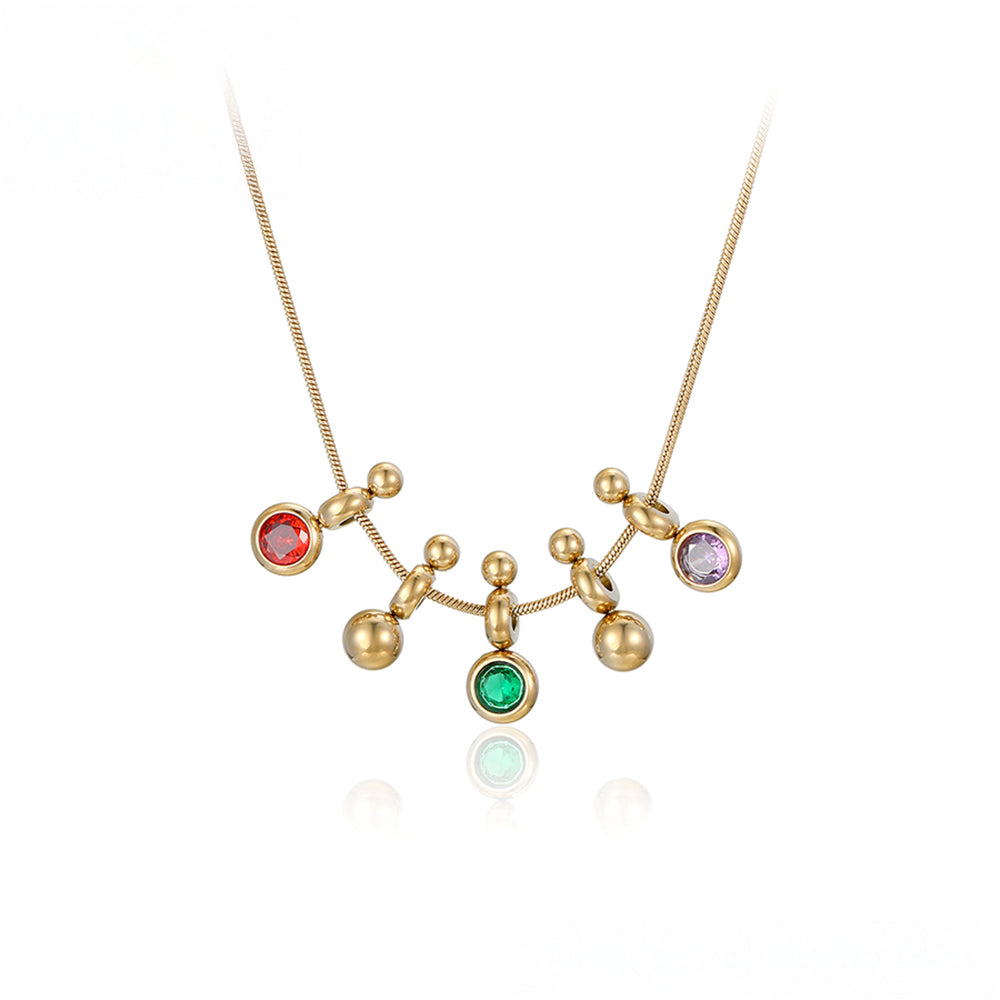 Colar de Liga de Ouro com Cristal Emporia® Verde e Cristal Emporia® Vermelho