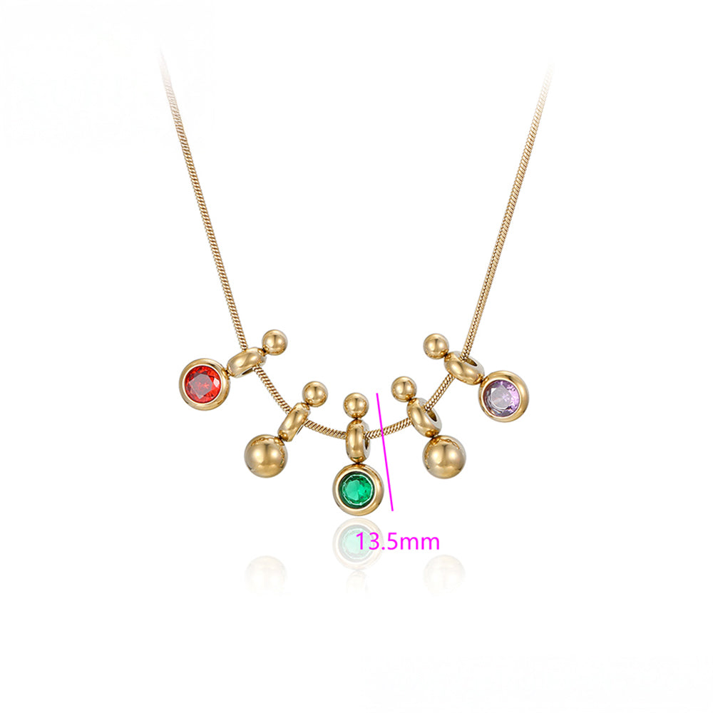 Colar de Liga de Ouro com Cristal Emporia® Verde e Cristal Emporia® Vermelho