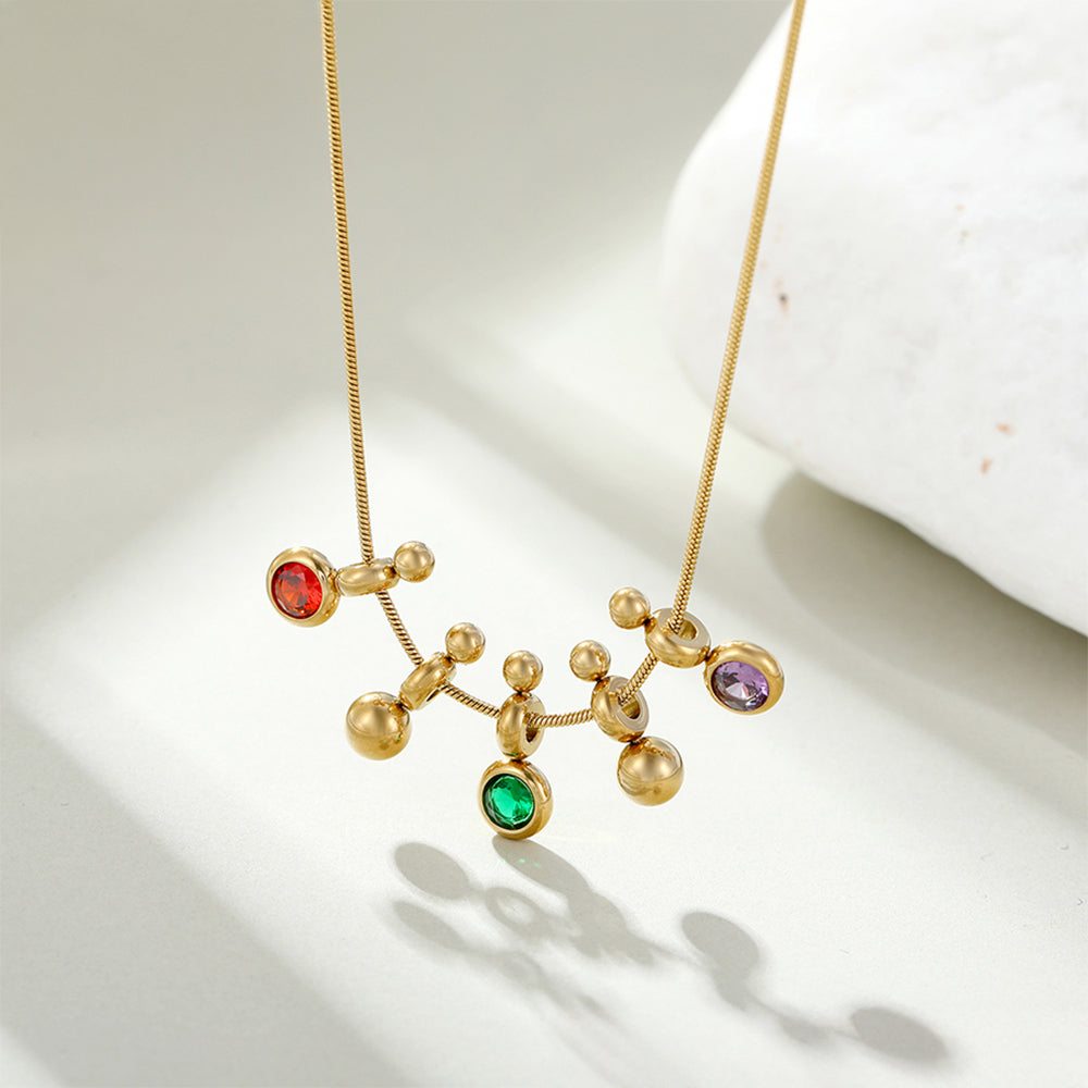 Colar de Liga de Ouro com Cristal Emporia® Verde e Cristal Emporia® Vermelho 1 