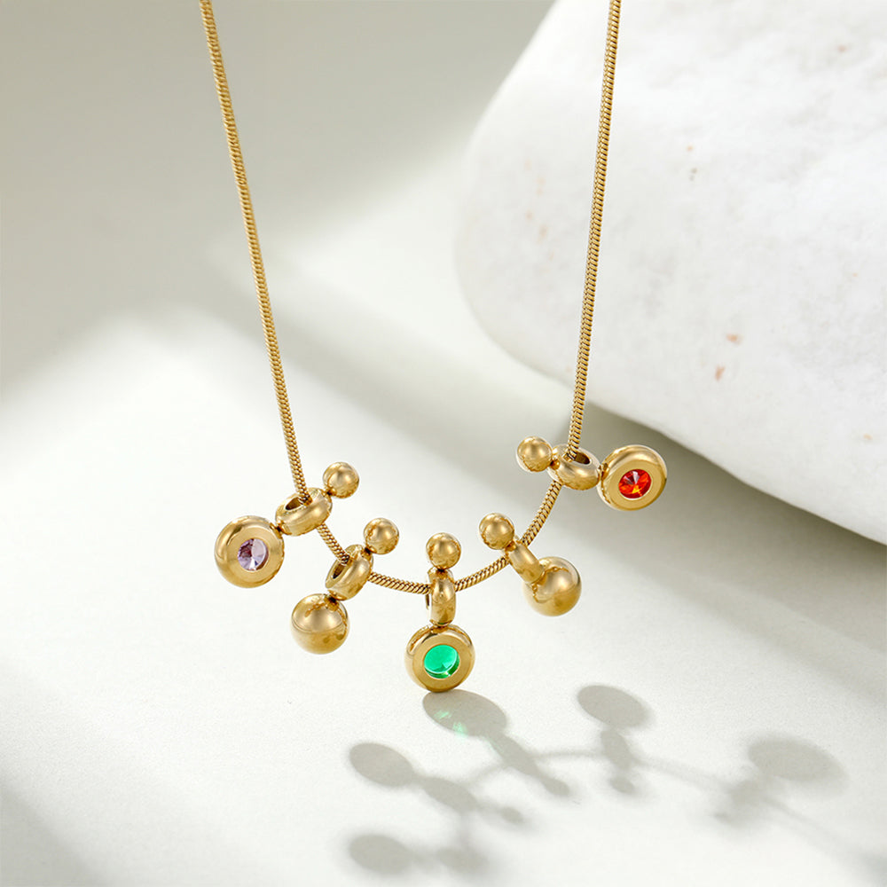 Colar de Liga de Ouro com Cristal Emporia® Verde e Cristal Emporia® Vermelho 4 