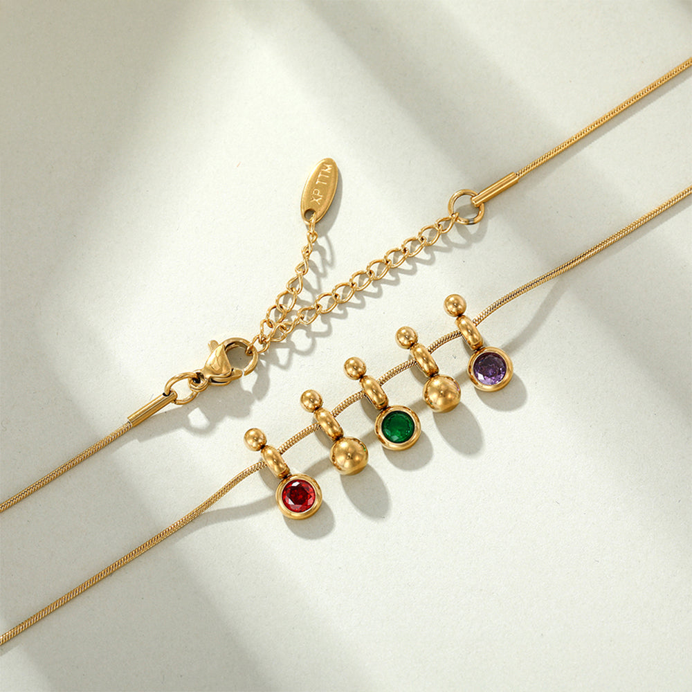 Colar de Liga de Ouro com Cristal Emporia® Verde e Cristal Emporia® Vermelho 5 