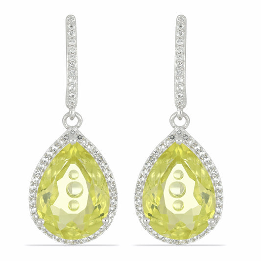 Brincos de Prata com Quartzo Cristal do Brasil e Topázio Branco  Contraste: Cabeca de Veado (800)