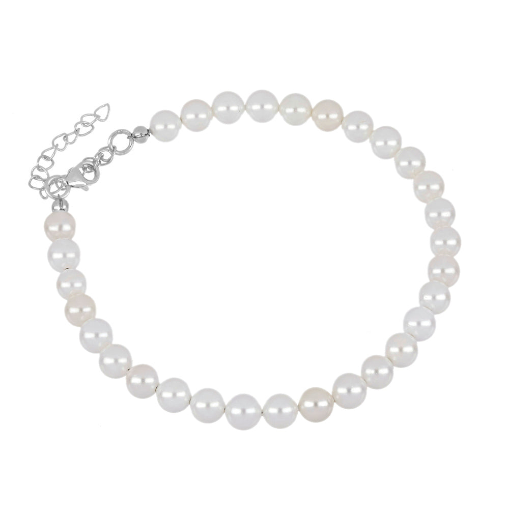 Pulseira de Prata com Pérola Branca de Água Doce 1 