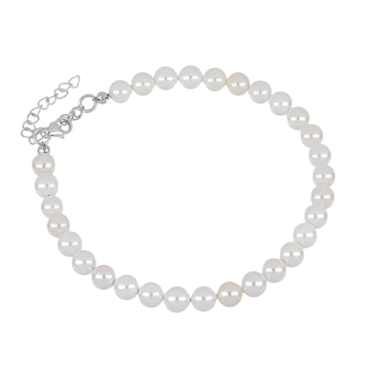 Pulseira de Prata com Pérola Branca de Água Doce