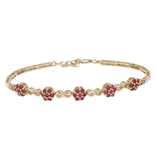 Pulseira de Prata com Banho de Ouro com Rubi de Madagáscar  Contraste: Cabeca de Veado (800)