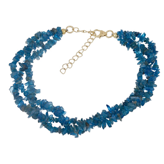 Pulseira de Prata com Banho de Ouro com Apatite Néon da Sludyanka