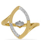 Anel de Prata com Banho de Ouro com Diamante Dançante e Topázio Branco  Contraste: Cabeca de Veado (800)