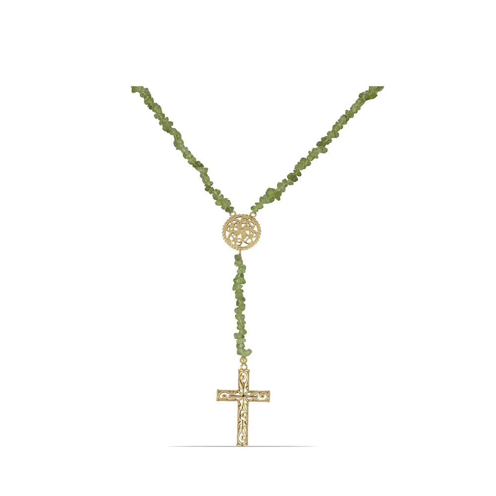 Colar de Prata com Banho de Ouro com Peridoto de Changbai  Contraste: Cabeca de Veado (800)