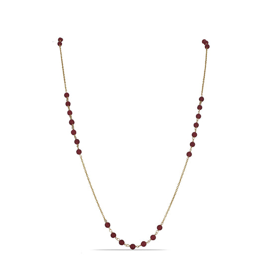 Colar de Prata com Banho de Ouro com Quartzo Vermelho  Contraste: Cabeca de Veado (800)