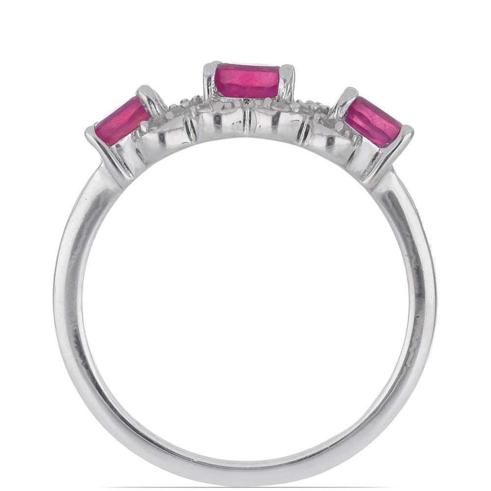 Anel de Prata com Rubi de Madagáscar e Topázio Branco