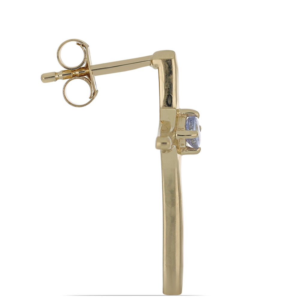 Brincos de Prata com Banho de Ouro com Tanzanite 2 