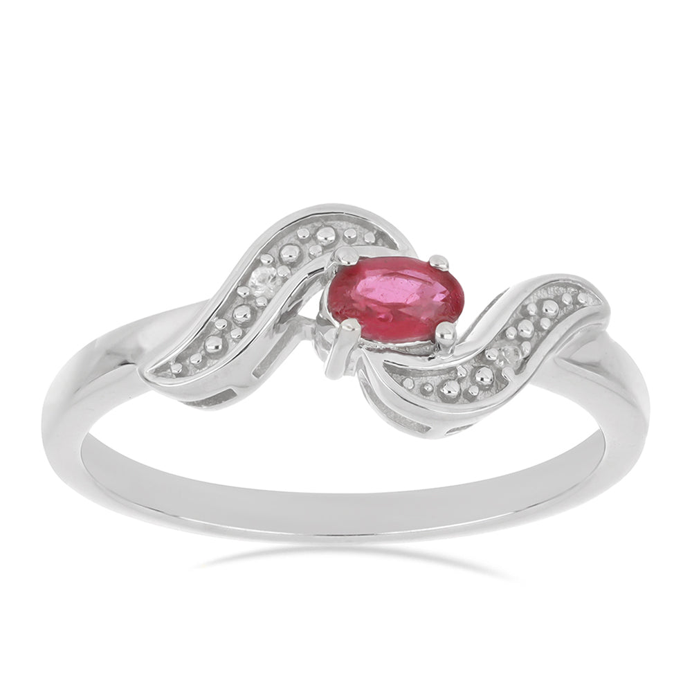 Anel de Prata com Rubi de Madagáscar e Topázio Branco 2 