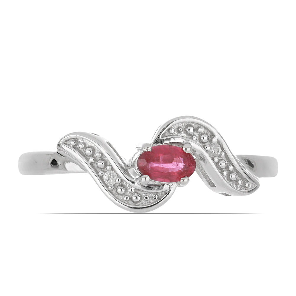 Anel de Prata com Rubi de Madagáscar e Topázio Branco