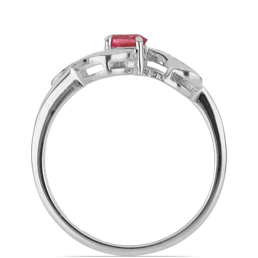 Anel de Prata com Rubi de Madagáscar e Topázio Branco