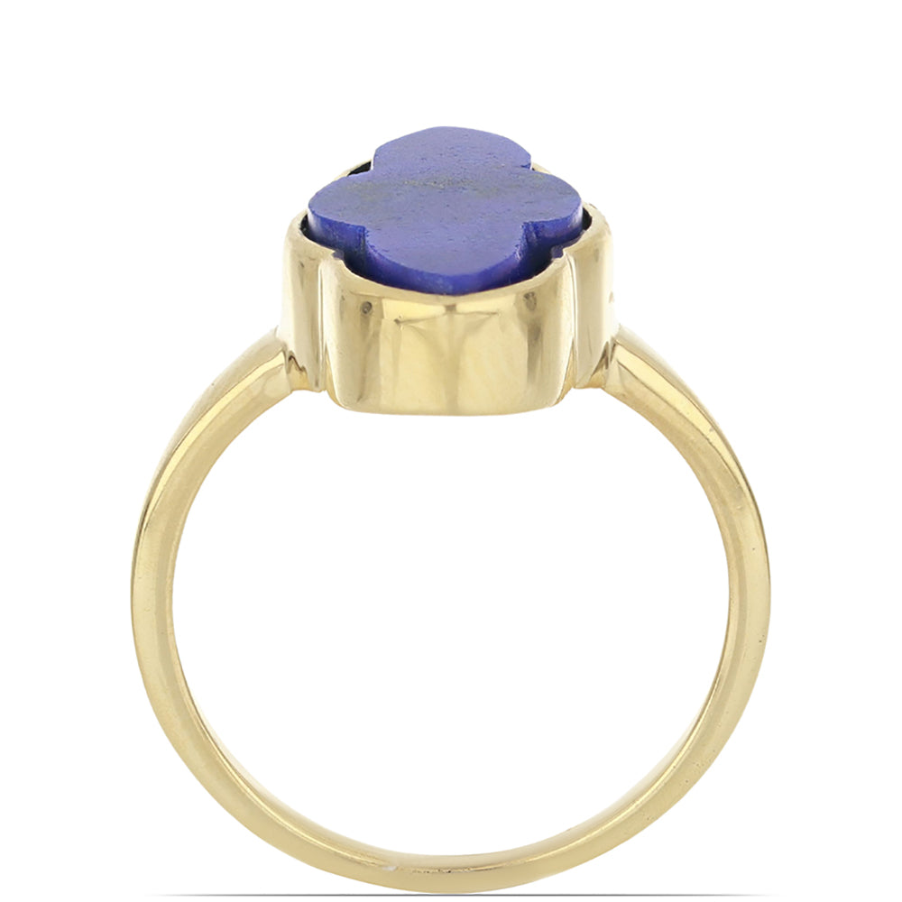 Anel de Prata com Banho de Ouro com Lapis Lazuli de Badaquexão  Contraste: Cabeca de Veado (800) 4 