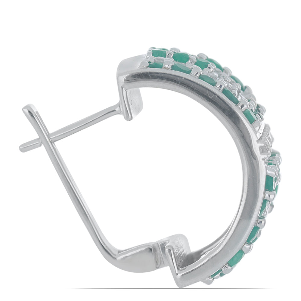 Brincos de Prata com Esmeralda do Brasil  Contraste: Cabeca de Veado (800)