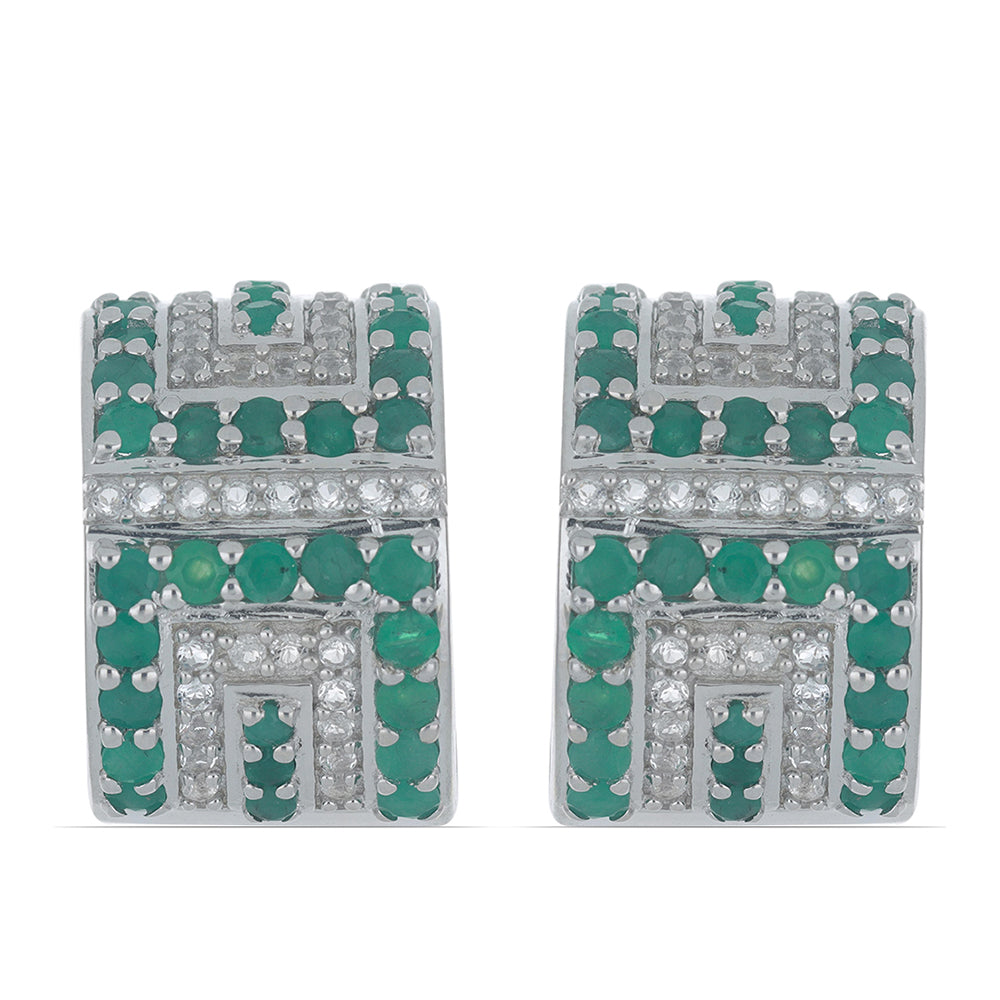 Brincos de Prata com Esmeralda do Brasil  Contraste: Cabeca de Veado (800)