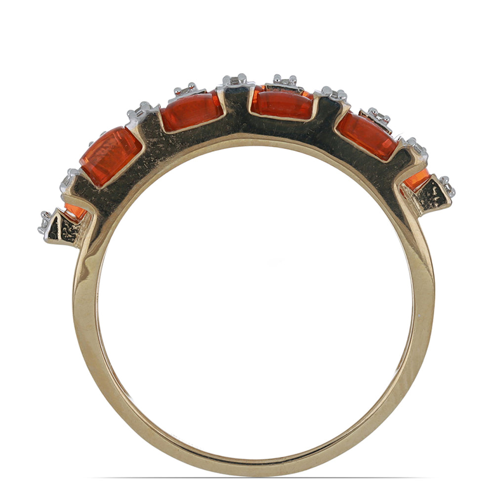 Anel de Prata com Banho de Ouro com Opala Laranja de Lega Dembi e Topázio Branco  Contraste: Cabeca de Veado (800) 3 