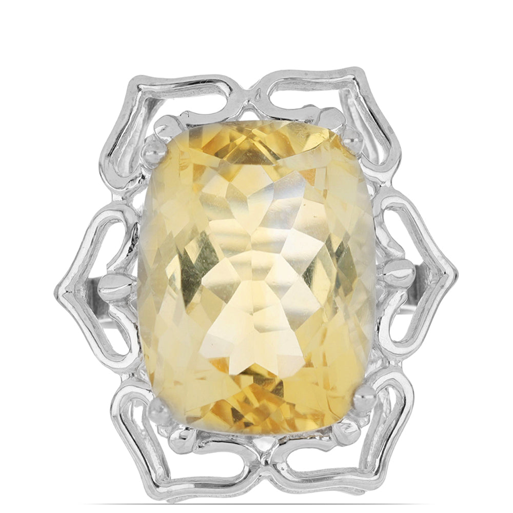 Anel de Prata com Citrino de Ural  Contraste: Cabeca de Veado (800)