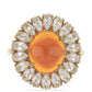 Anel de Prata com Banho de Ouro com Opala Laranja de Lega Dembi e Topázio Branco  Contraste: Cabeca de Veado (800)