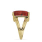 Anel de Prata com Banho de Ouro com Coral Esponja Vermelha  Contraste: Cabeca de Veado (800)
