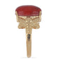 Anel de Prata com Banho de Ouro com Coral Esponja Vermelha  Contraste: Cabeca de Veado (800)