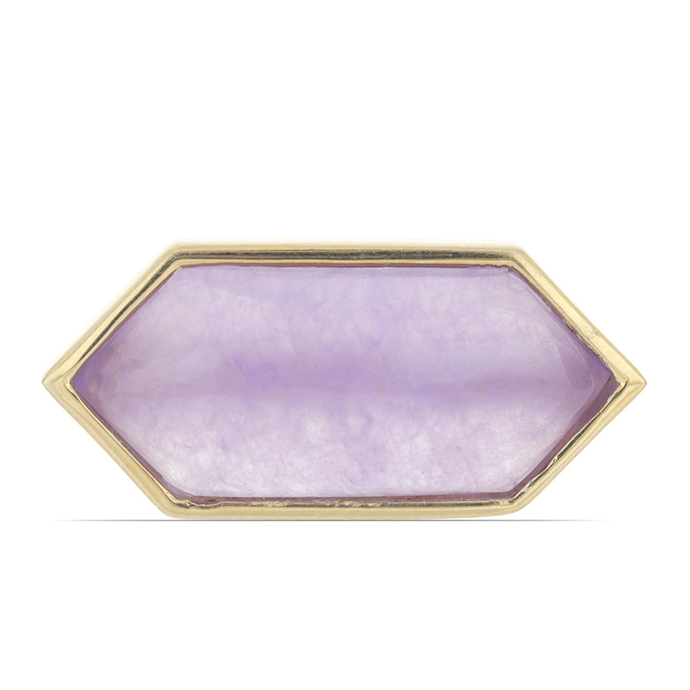 Anel de Prata com Banho de Ouro com Jadeite Lavanda do Rio Marsden  Contraste: Cabeca de Veado (800)