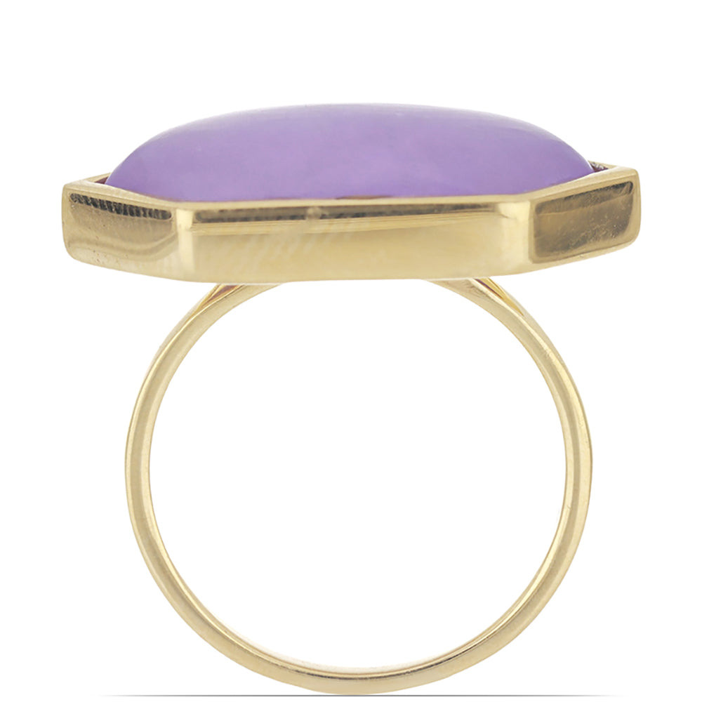 Anel de Prata com Banho de Ouro com Jadeite Lavanda do Rio Marsden  Contraste: Cabeca de Veado (800)