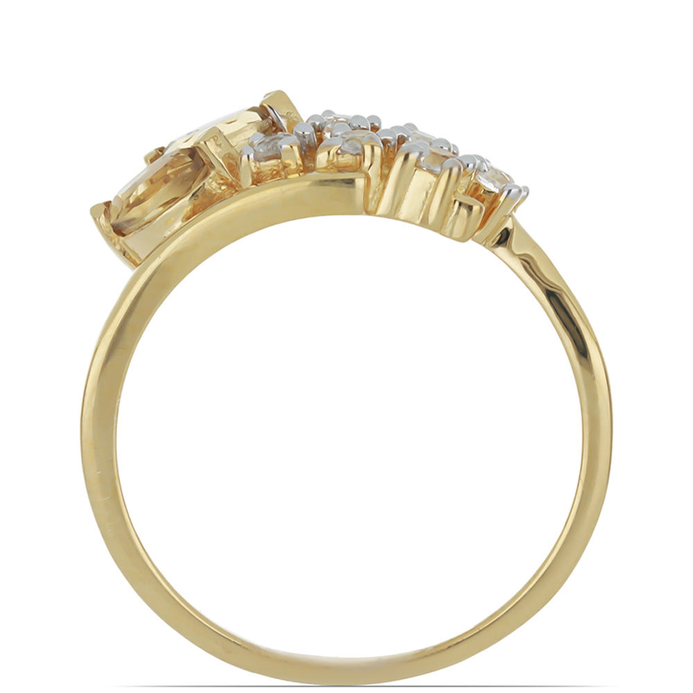 Anel de Prata com Banho de Ouro com Quartzo Cognac e Topázio Branco 2 