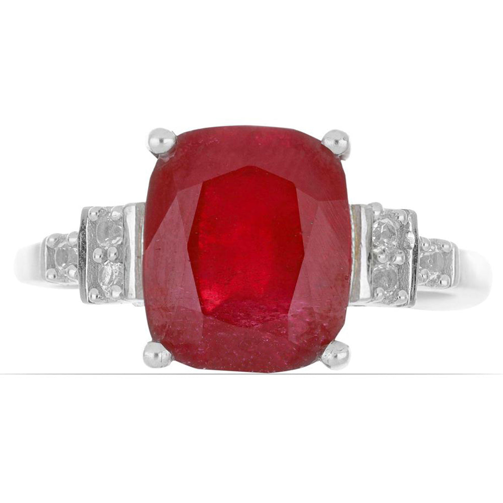 Anel de Prata com Rubi de Madagáscar e Topázio Branco 1 