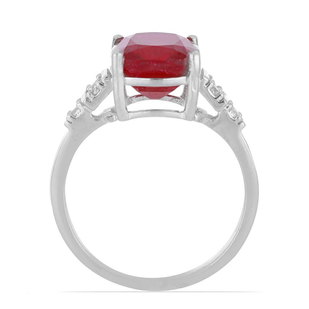 Anel de Prata com Rubi de Madagáscar e Topázio Branco 3 