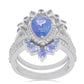 Anel de Prata com Tanzanite e Topázio Branco  Contraste: Cabeca de Veado (800)