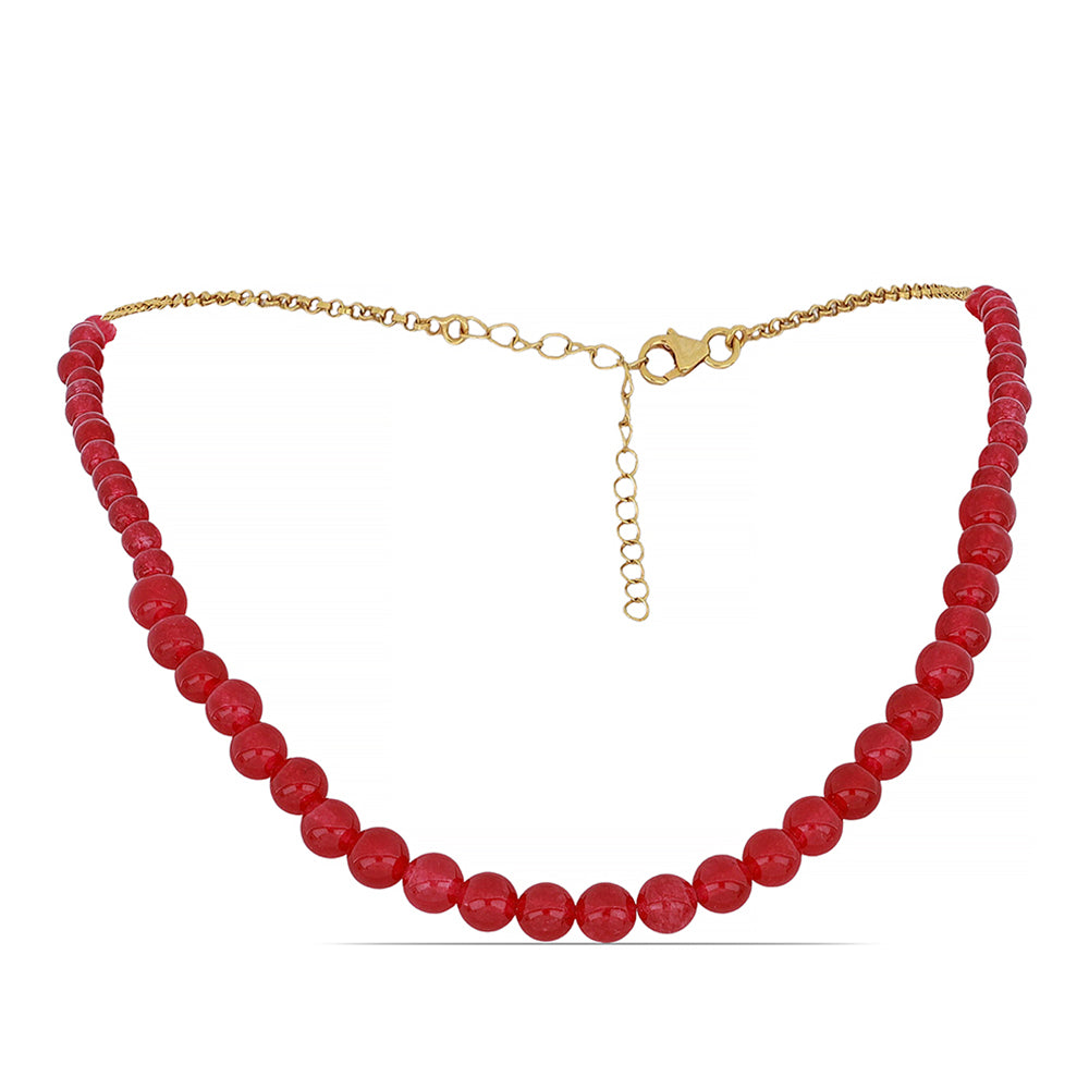 Colar de Prata com Banho de Ouro com Ónix cor-de-rosa 1 