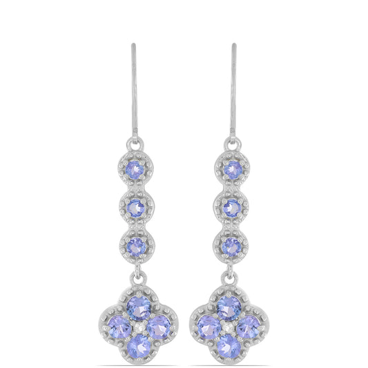 Brincos de Prata com Tanzanite e Topázio Branco