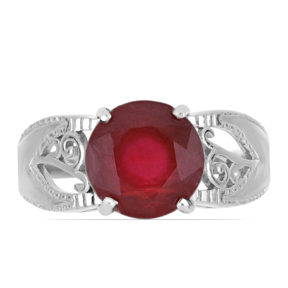 Anel de Prata com Rubi de Madagáscar  Contraste: Cabeca de Veado (800)