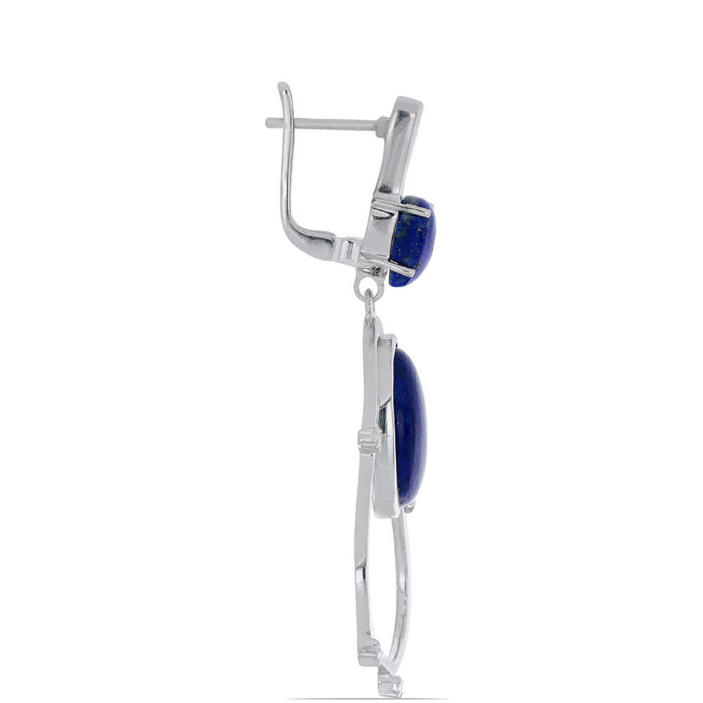 Brincos de Prata com Lapis Lazuli de Badaquexão e Topázio Branco  Contraste: Cabeca de Veado (800)
