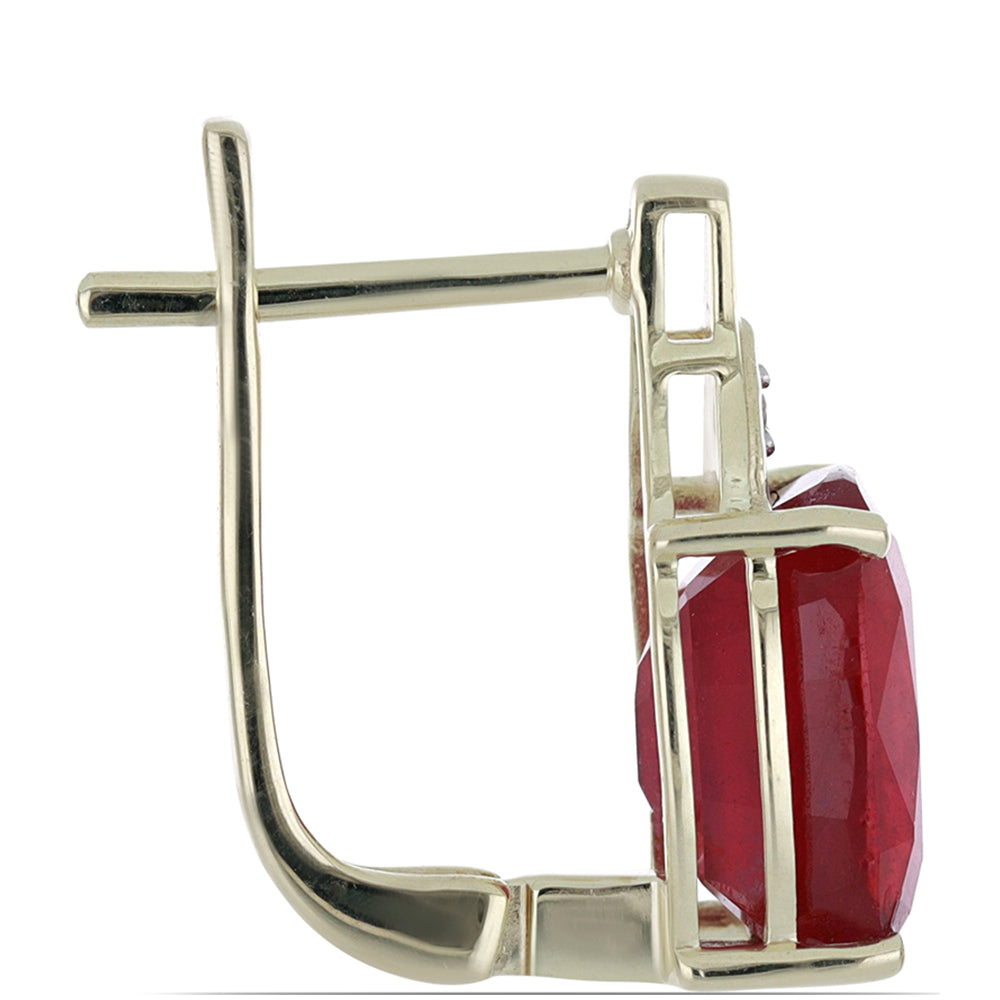 Brincos de Ouro com Rubi de Madagáscar e Topázio Branco  Contraste: Cruz missionária