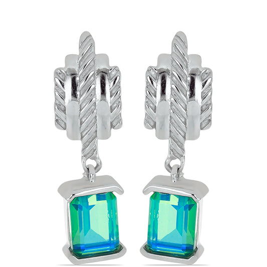 Brincos de Prata com Quartzo Pavão