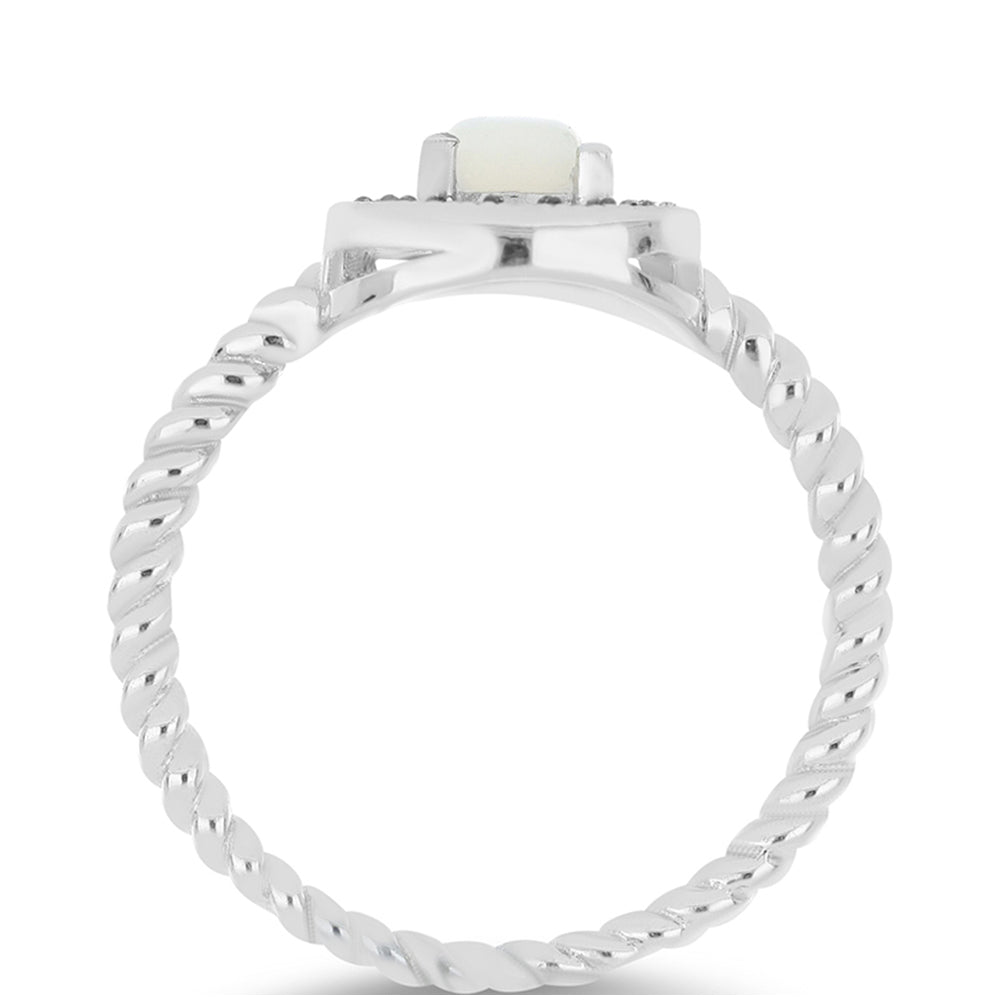 Anel de Prata com Marcassite Austriaco e Pérola de Água Doce Branca 2 