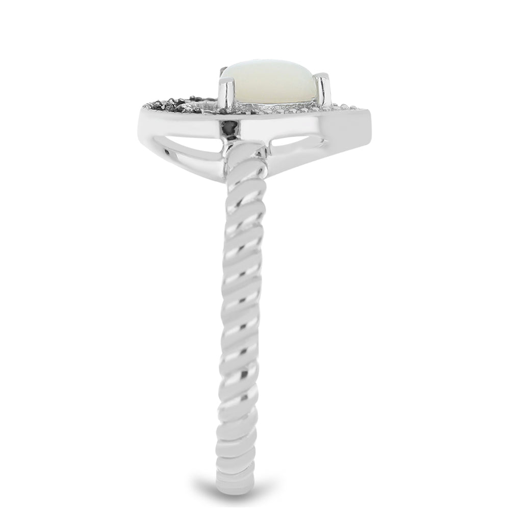 Anel de Prata com Marcassite Austriaco e Pérola de Água Doce Branca 4 