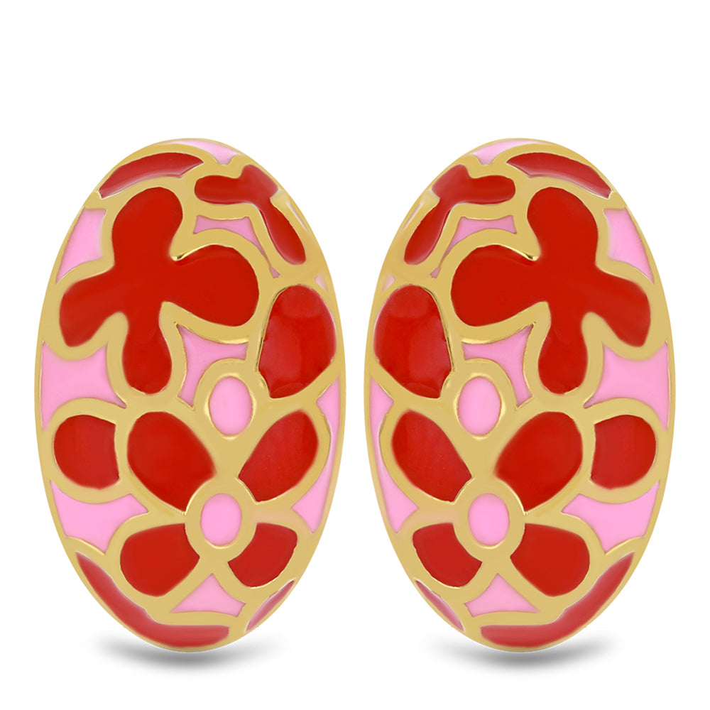 Brincos de Prata com Banho de Ouro com Esmalte  Contraste: Cabeca de Veado (800) 1 